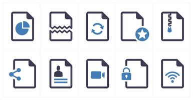 A set of 10 File icons as document, paper, horizontal document vector