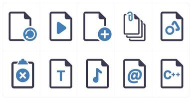 A set of 10 File icons as document, paper, horizontal document vector