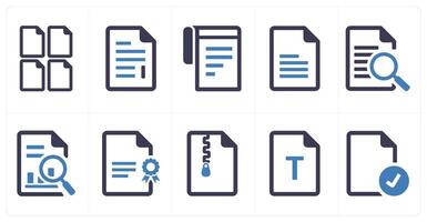 A set of 10 File icons as document, paper, horizontal document vector