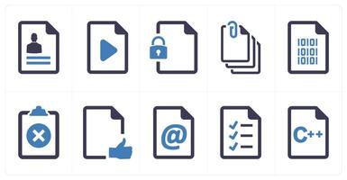 A set of 10 File icons as document, paper, horizontal document vector