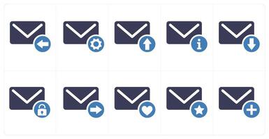 A set of 10 mail icons as received mail, mail setting, send mail vector