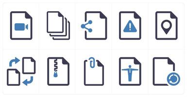 A set of 10 File icons as document, paper, horizontal document vector