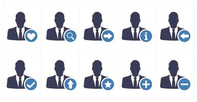 A set of 10 profile icons as favorite profile, search profile, send profile vector