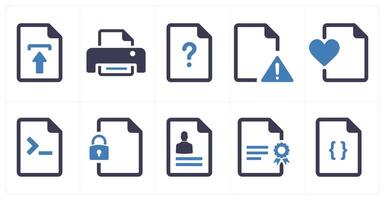 A set of 10 File icons as document, paper, horizontal document vector