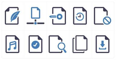A set of 10 File icons as document, paper, horizontal document vector