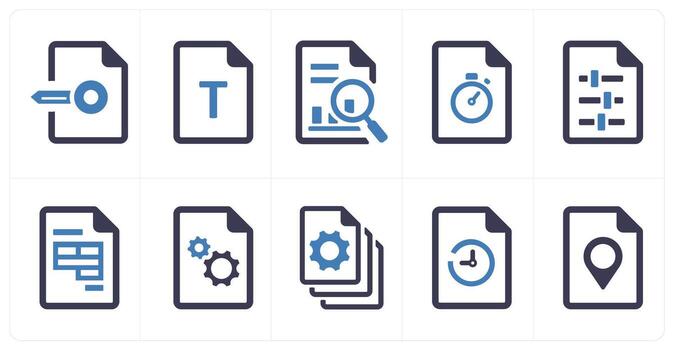 un conjunto de 10 archivo íconos como documento, papel, horizontal documento vector