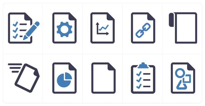 A set of 10 File icons as document, paper, horizontal document vector