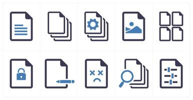 A set of 10 File icons as document, paper, horizontal document vector