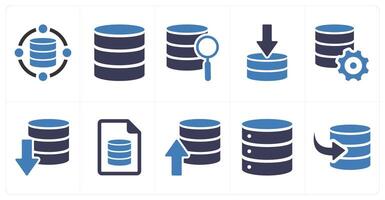 A set of 10 mix icons as data, database server, search vector