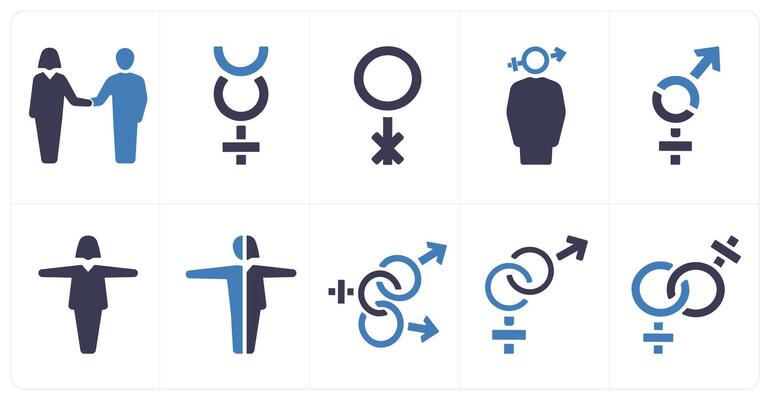 A set of 10 gender icons as Symbol, pride, bisexual