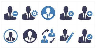 A set of 10 mix icons as remove account, management settings, account profile vector