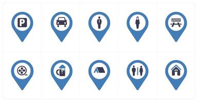 A set of 10 Location Pointer icons as parking spot, car parking vector
