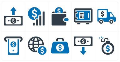 A set of 10 finance and money icons as send money, growth analysis, savings vector