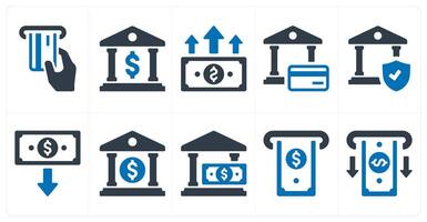A set of 10 finance and money icons as insert card, bank, withdraw money vector