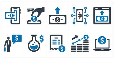 A set of 10 finance and money icons as inset money, insert coin, send money vector