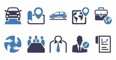A set of 10 mix icons as car path, location, road vector