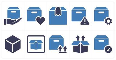 A set of 10 mix icons as forward parcel, favorite parcel, parcel vector