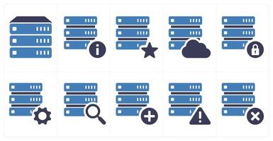 A set of 10 mix icons as server, help, favorite server vector