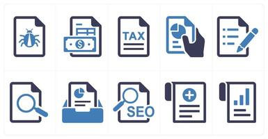 A set of 10 mix icons as bug, invoice, pie chart vector