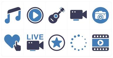 A set of 10 mix icons as music, play, guitar vector