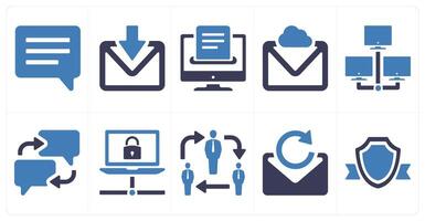 A set of 10 mix icons as chat, received mail, save vector