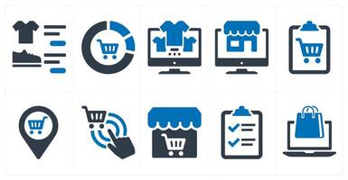A set of 10 ecommerce icons as online shop, shopping analysis, website shopping vector