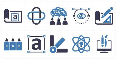 A set of 10 design and creativity icons as style, logo, creative idea vector