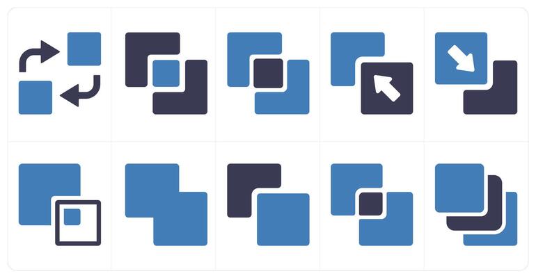 A set of 10 editing tools icons as exchange, merge, intersection