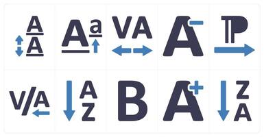 A set of 10 editing tools icons as line spacing, superscript, letter spacing vector