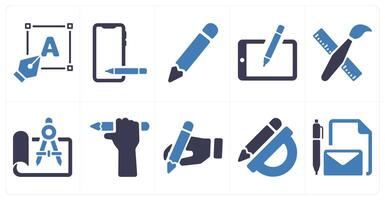 A set of 10 design and creativity icons as designing, draw, pencil vector