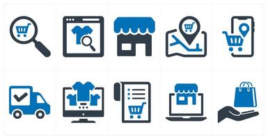 A set of 10 ecommerce icons as find store, product search, store vector