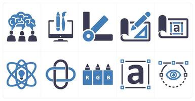 A set of 10 design and creativity icons as creative idea, custom design, color palette vector