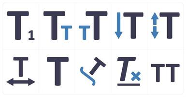 A set of 10 editing tools icons as subscript, font size, text size vector