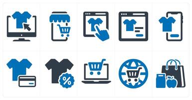 A set of 10 ecommerce icons as cloth shopping, mobile store, online shopping vector