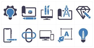 A set of 10 design and creativity icons as bulb, design, custom design vector