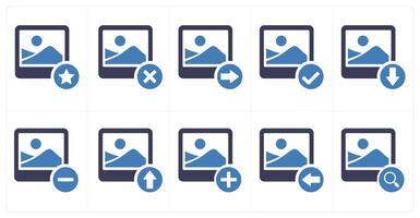 A set of 10 image icons as locked image, delete image, send image vector
