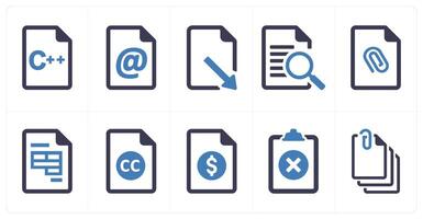 A set of 10 File icons as document, paper, horizontal document vector