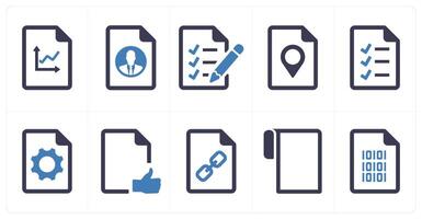 A set of 10 File icons as document, paper, horizontal document vector