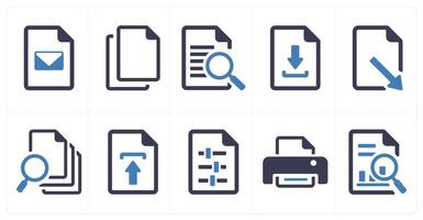 A set of 10 File icons as document, paper, horizontal document vector