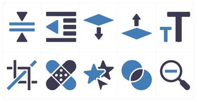 A set of 10 editing tools icons as compress, left indent, download vector
