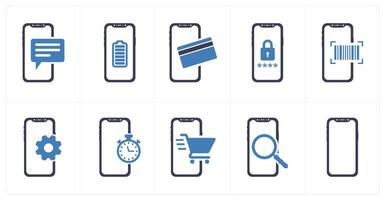 A set of 10 mobile icons as mobile chat, mobile battery, mobile payment vector