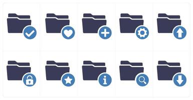 A set of 10 folder icons as verified folder, favorite folder, add folder vector