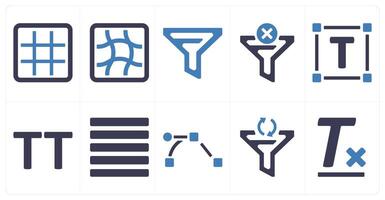A set of 10 editing tools icons as grid, mesh, filter vector