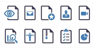 A set of 10 File icons as document, paper, horizontal document vector