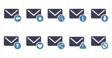 A set of 10 mail icons as received mail, star mail, view mail, mail information vector