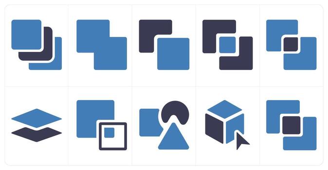 un conjunto de 10 edición herramientas íconos como capas, soldar, sustraer vector