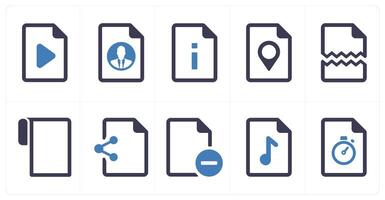 A set of 10 File icons as document, paper, horizontal document vector