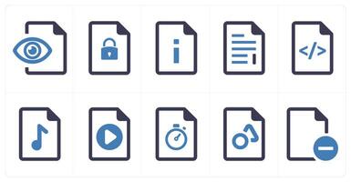 A set of 10 File icons as document, paper, horizontal document vector