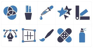 A set of 10 editing tools icons as rgb, creativity, color picker vector