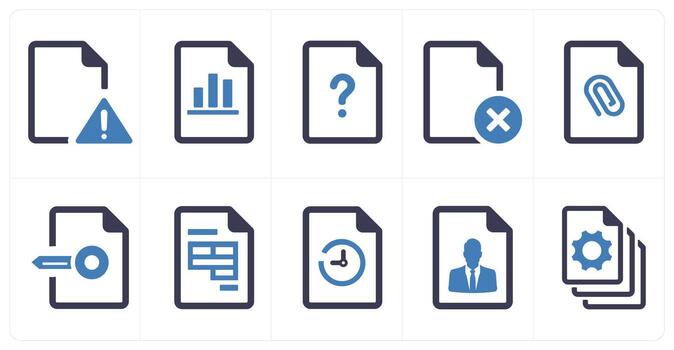 un conjunto de 10 archivo íconos como documento, papel, horizontal documento vector